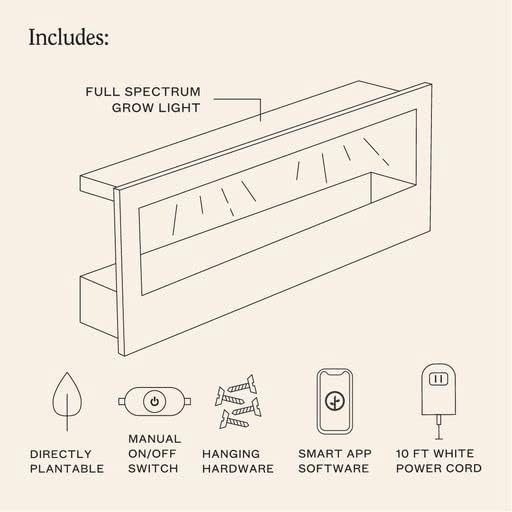 Modern Sprout Smart Landscape Growframe Wall Mounted Planter with LED Grow Light -White