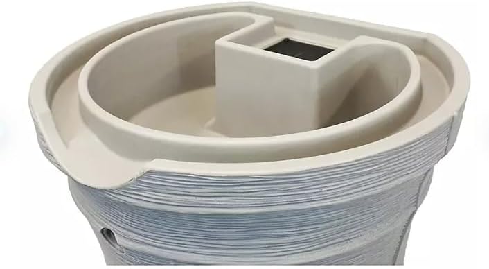 Stylish Impressions Capri Rain Saver, 50 Gallon, Sturdy Rain Barrel with Planter, Ribbed Design, Gray, with Dual Brass Spigots.