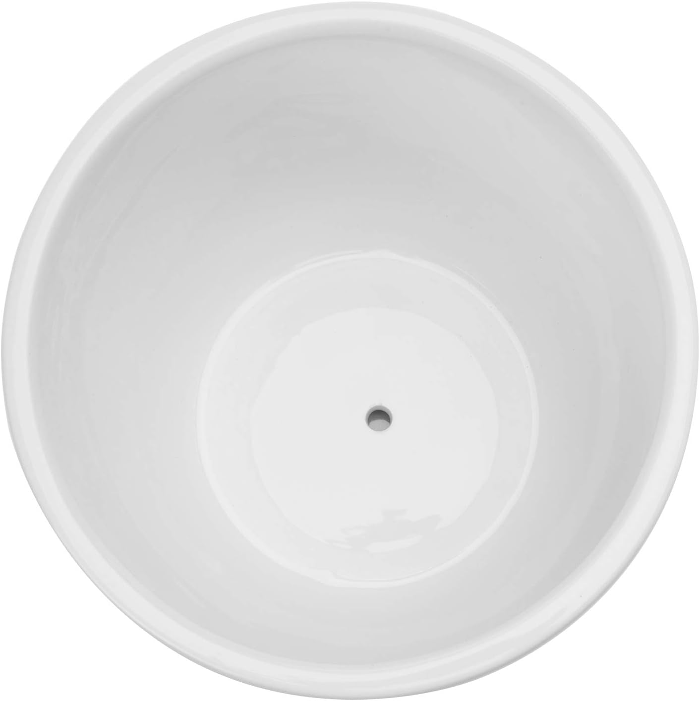 MyGift 7 Inch Round White Ceramic Plant Pot with Drainage Hole and Attached Saucer, Modern Decorative Embossed Sunburst Planter Container for Indoor Home Garden