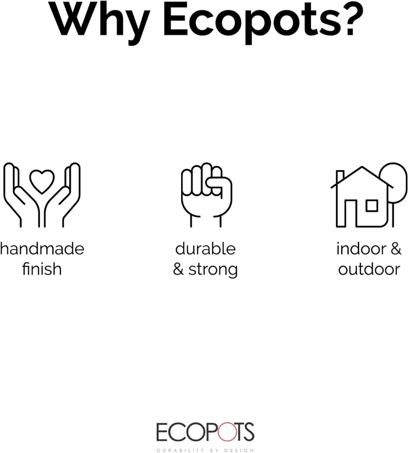 Ecopots Oslo Durable Modern Round Indoor/Outdoor Recycled-Based Composite Flower Pot Planter, White Grey, 10"