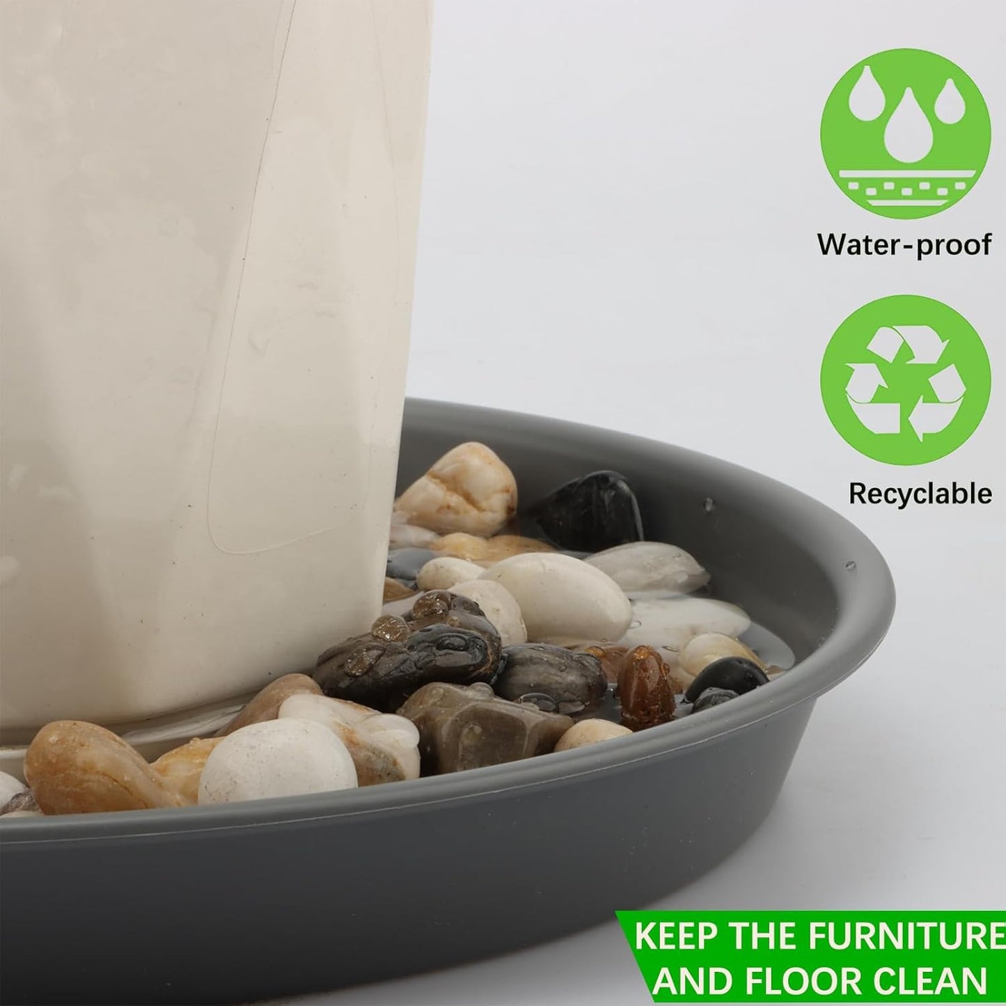 TITE Plant Saucer Heavy Large Planter Durable Thicker Plastic Plant Trays for Indoors and Outdoor,Plant Saucer Drip Trays (Grey, 16 inch)