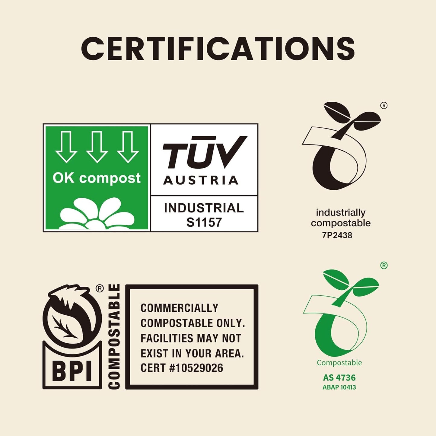 SUPERBIO 1.6 Gallon Handle Tie Compostable Food Scrap Bags, Small Compost Bags with Handles, 50 Count, 2 Pack, BPI & OK compost INDUSTRIAL