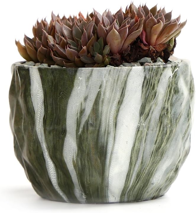 SE SUN-E Sun-E Modern Style Marbling Ceramic Flower Pot Succulent/Cactus Planter Pots Container Bonsai Planters with Hole 3.35 Inch Gift Idea(4 in Set) Plants Not Included