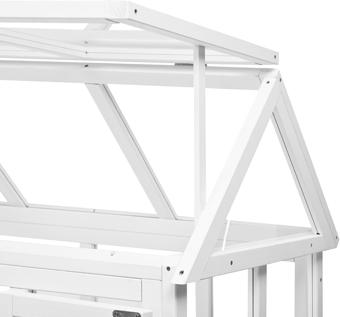 Portable Wooden Cold Frame Greenhouse with Wheels - 47" Mini Greenhouse with Adjustable Roof, Storage Box & Polycarbonate Panels - Plant Protector for Seedlings, Herbs & Winter Gardening (White)