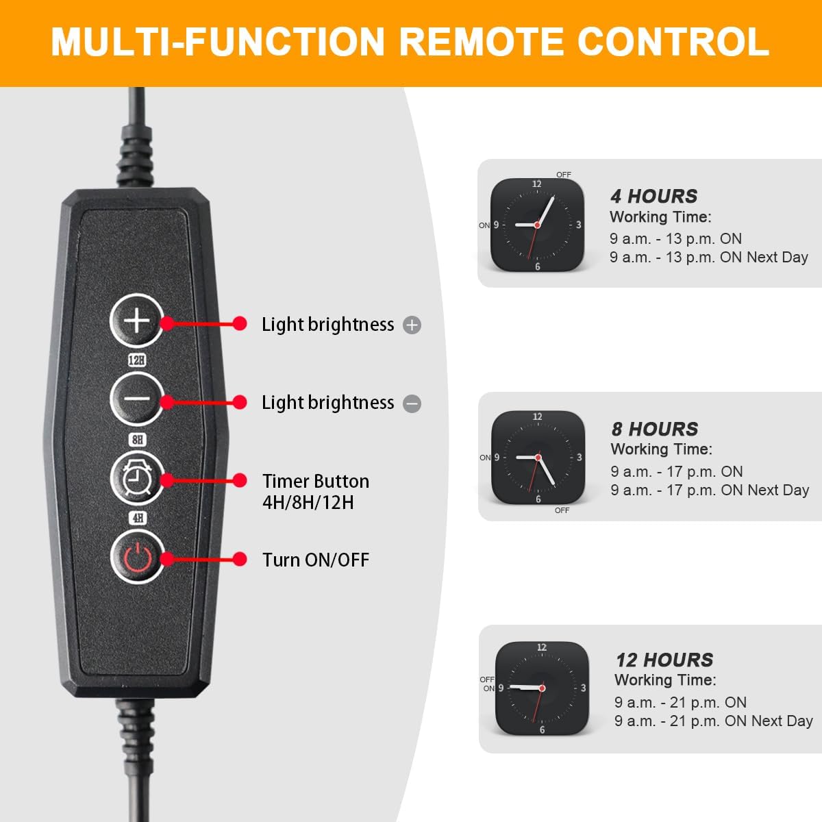 Super-Bright Grow Light for Indoor Plants, 6000K 108LEDs Full Spectrum Plant Lamp with Timer 4/8/12Hrs & Height Extendable for Home Office Desktop Plants, 12V 3A High Power Output for Faster Growth
