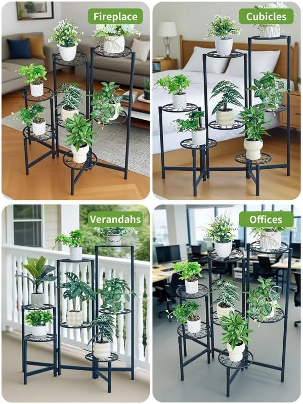 Plant Stand Outdoor 7 Tier Metal Corner Shelf Garden Livingroom Flower Stands for Indoor Plants Black Diamond