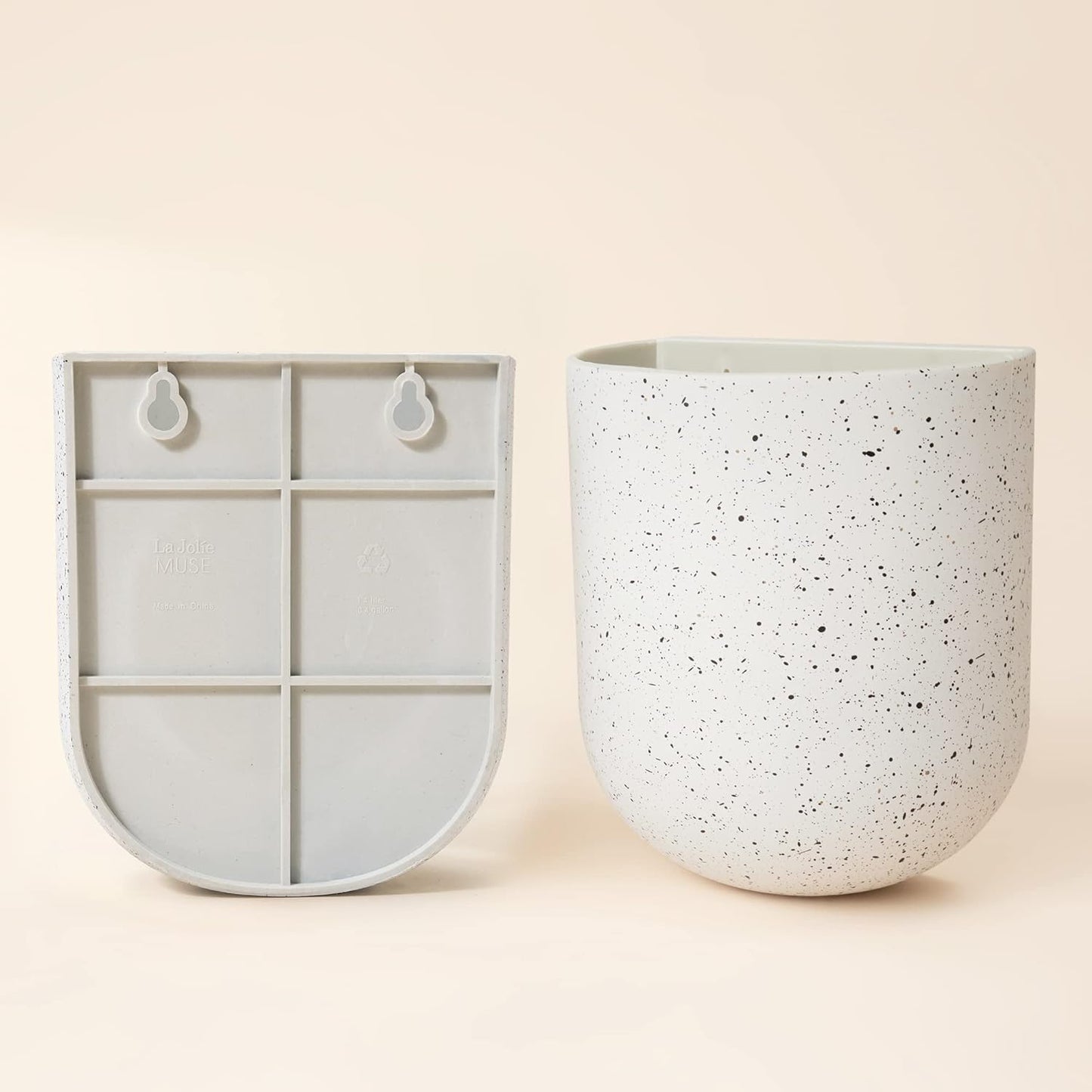 LA JOLIE MUSE Wall Hanging Planters for Indoor Plants,Hanging Flower Pots for Air Plants Succulent, Set of 2, 6 Inch, Speckled White