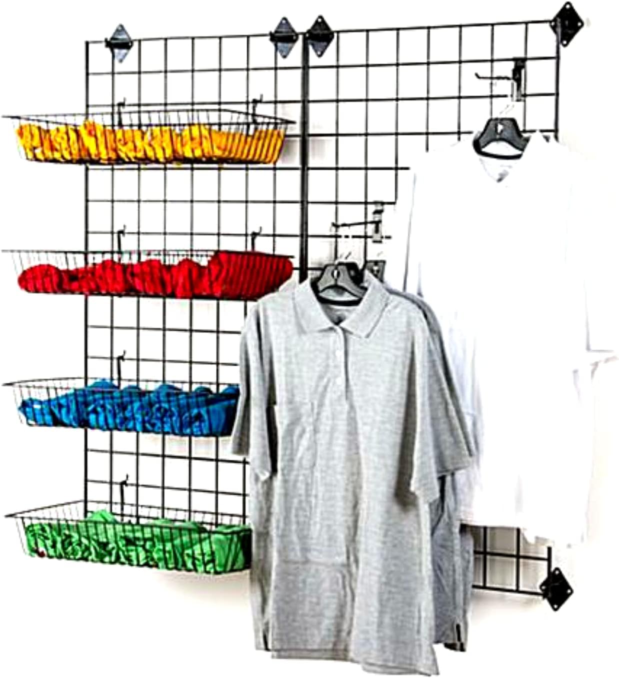 KINGDOM SOLUTIONS 24-Pack Black Gridwall Panel Mount Brackets – Heavy-Duty Wall Brackets for Gridwall, Slatgrid, or Trellis Panel Mounting – Durable Display Hardware for Store or Garage