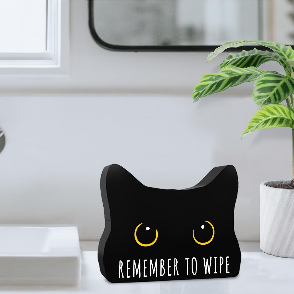 Remember to Wipe Funny Bathroom Acrylic Decor Sign Black Cat Decor Cat Decor for Home Bathroom Cat Lover Gifts For Women Men