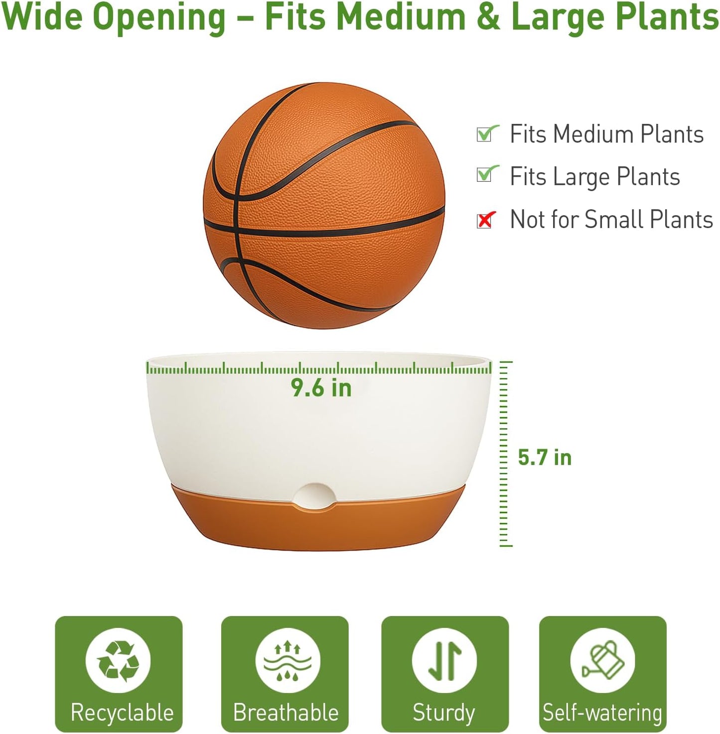 10 Inch Hanging Planters for Indoor & Outdoor Use (2 Pack) - Self-Watering & Drainage Flower Pots with Chain & Macrame Hangers (White, 10 in)