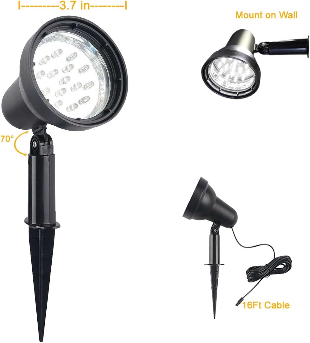 SUNLONG Solar Powered Spot Lights Outdoor Waterproof 2 in 1 Bright Solar SpotLights Power Adjustable for Flag Yard Flagpole Landscape Dusk to Dawn 2 x Spots White