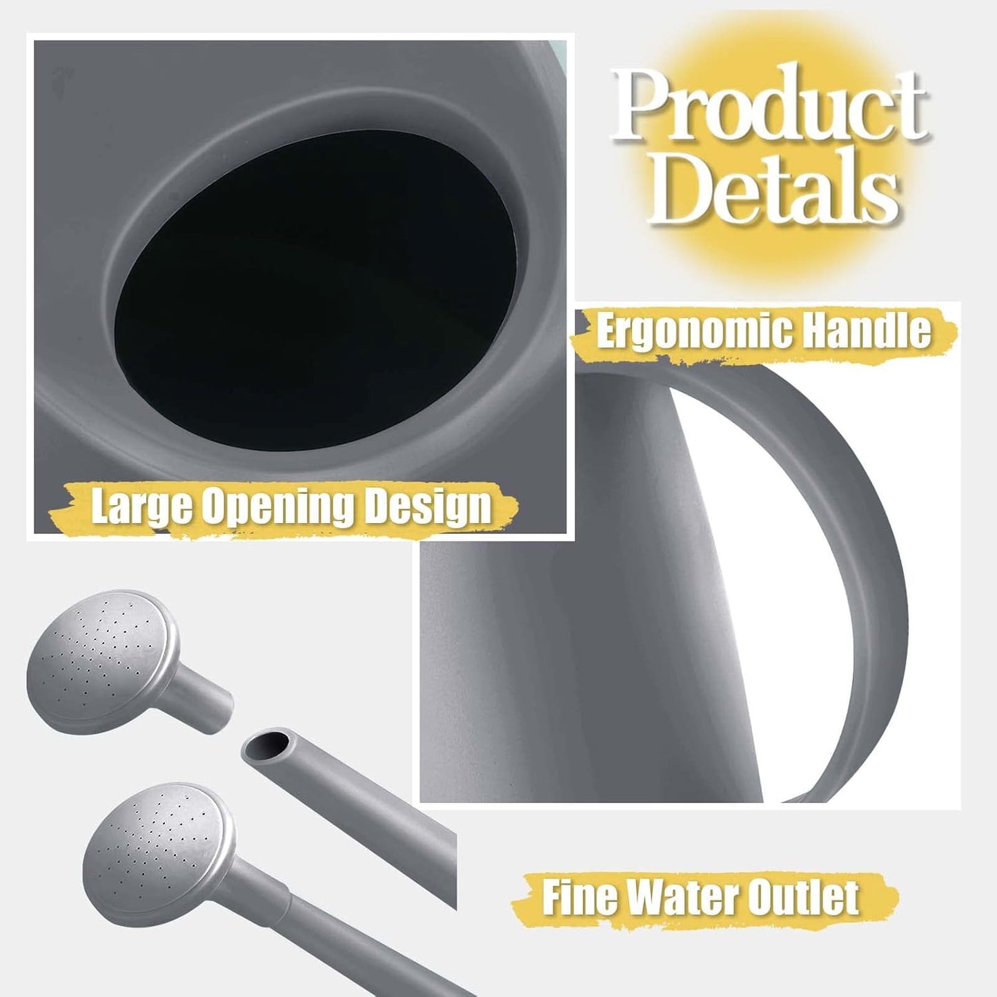 Watering Can for Indoor Plants, Small Watering Cans for House Plant Garden Flower, Long Spout Water Can for Outdoor Watering Plants 1. 8L 1/2 Gallon (Gray)