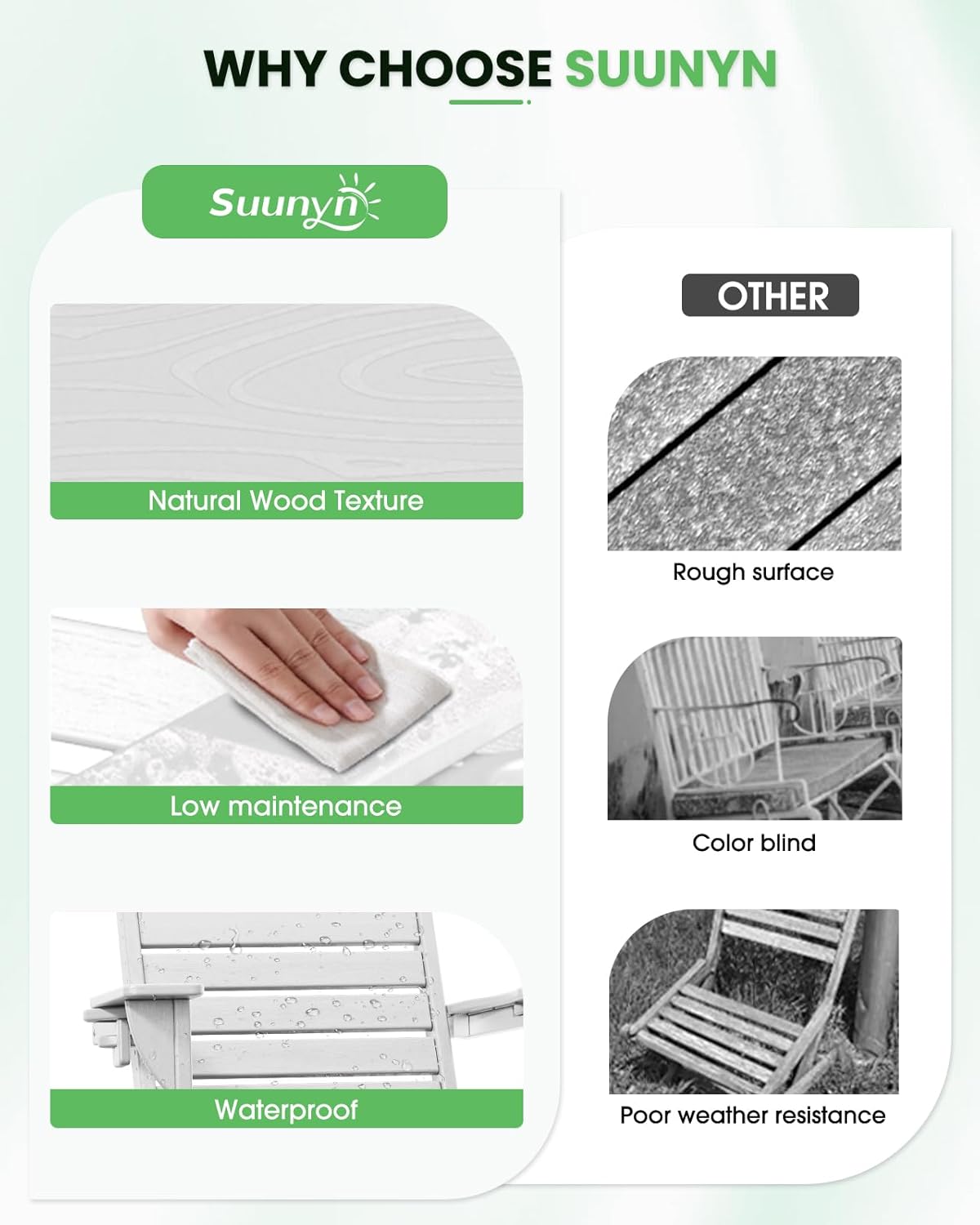 Adirondack Chairs Set of 6, Outdoor Fire Pit Chairs, HDPE All-Weather Adirondack Chairs with Cup Holder, Lawn Chair for Deck, Patio, Garden (White)