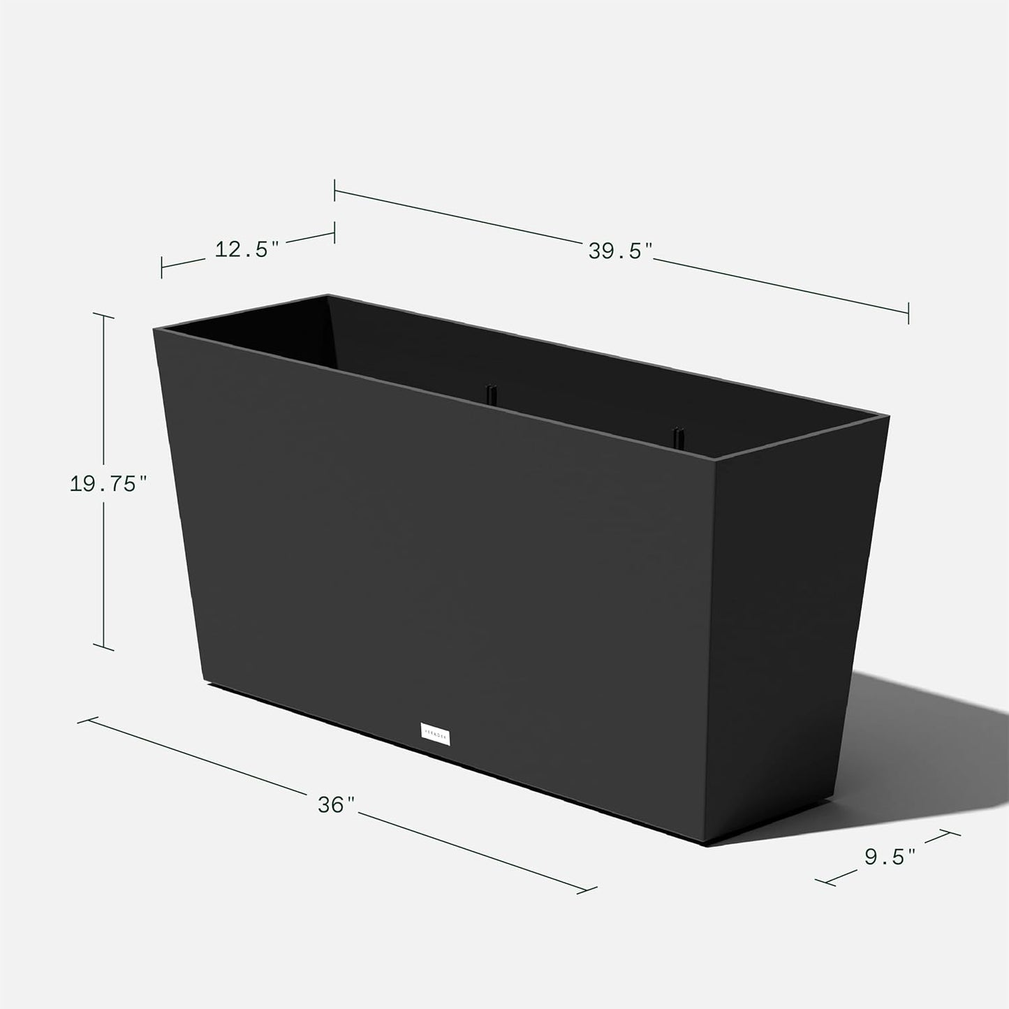 Veradek Midori Long Trough Planter (Black, 39 inch - 2 Pack with 2 Saucer Trays)