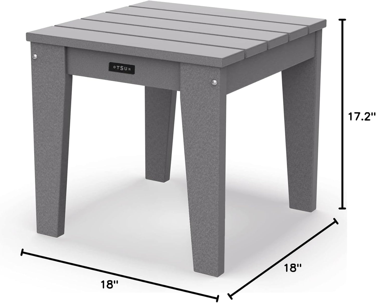 Outdoor Side Table, End Table for Adirondack Chair, 16" Patio Table for Porch, Yard, Weather Resistant (Black&White)