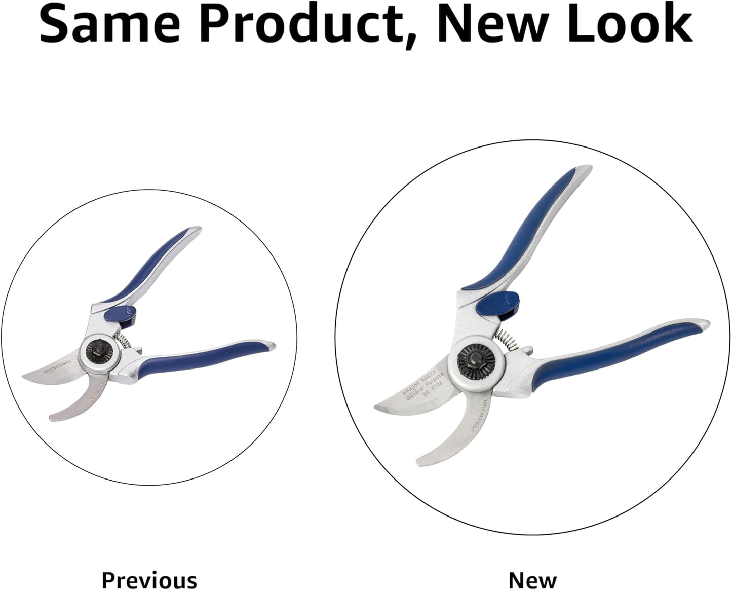 Amazon Basics Professional Hand Pruners, Pruning Shears for gardening, 7-inch Steel Bypass Garden Scissors, Blue