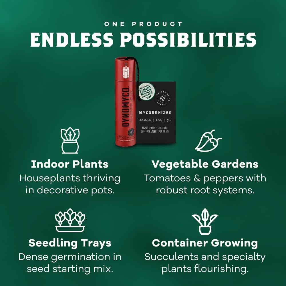 DYNOMYCO Granular Mycorrhizal Fungi Inoculant, 200g / 7oz – Boosts Root Growth, Yields & Nutrient Uptake – 900 Propagules/g, Concentrated Granules, & OMRI Listed – Biofertilizer for Plant Growth