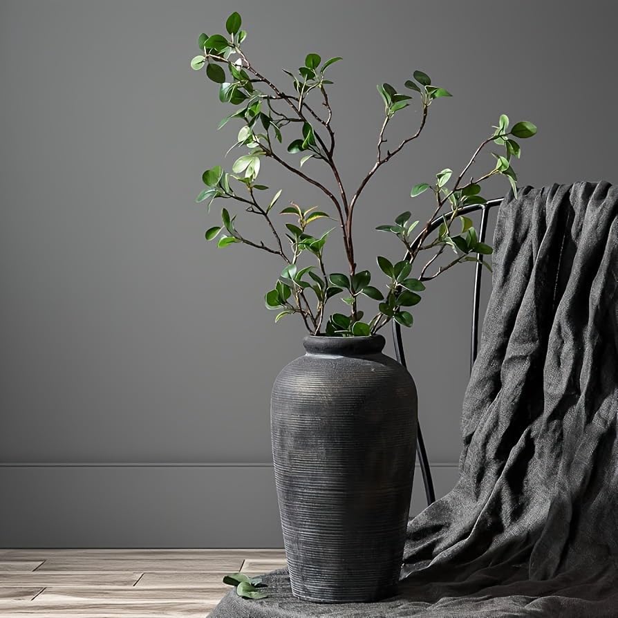 Decorative Ceramic Rustic vase,Tall vase for Minimalist Decoration,11" Large Vintage Vase for Home Decor,Centerpiece,Living Room,Enterway,Bronze