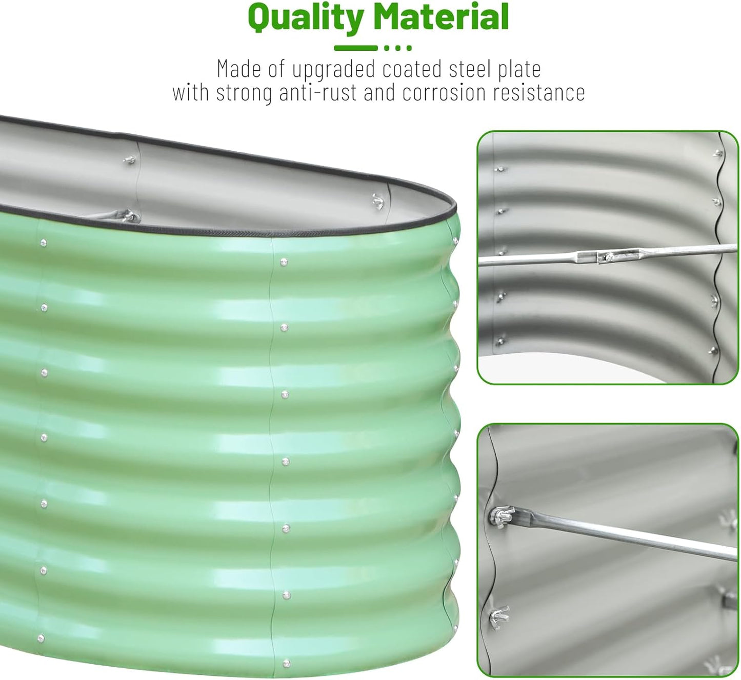 SnugNiture 8x2x2ft Raised Garden Bed Kit, 24" Tall Outdoor Metal Raised Planter Box for Planting Plants Vegetables Flowers Fruits, Green