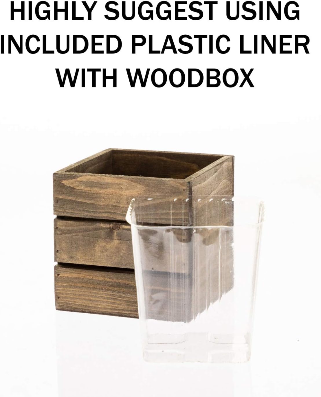 Wooden Planter Box, Rustic Barn Wood with Plastic Liner l Garden Decor l Restaurant and Wedding Decorations l Wedding Bouquets, Table Centerpiece (6x6 Set of 2, Natural)