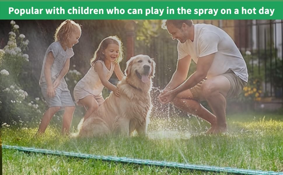 Watoo 2025 Sprinkler Hose & Soaker Hose for Yard - 100 FT Reinforced Flat Garden Hose with Holes, Heavy Duty No-Kink Lawn Irrigation Hose (Includes Stakes, High Pressure Spray)