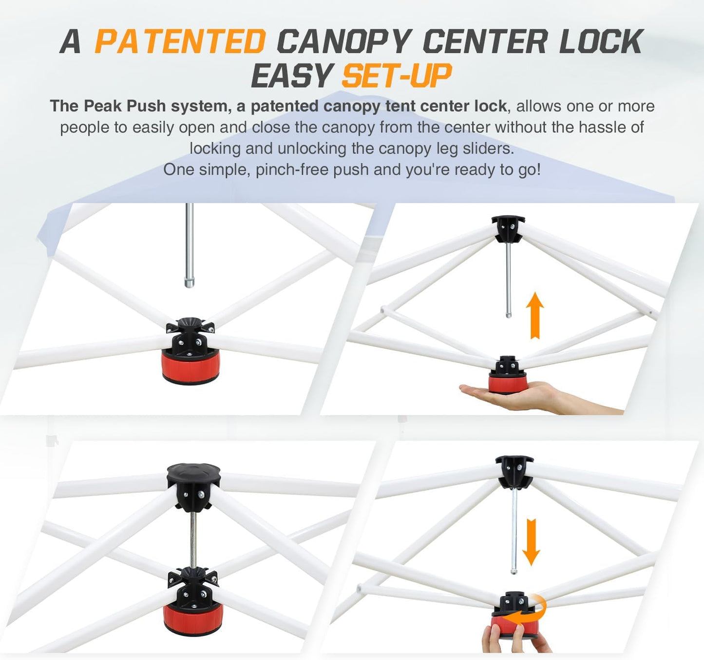 EAGLE PEAK Pop Up Canopy Tent with Wheeled Carry Bag, 8 Stakes, 4 Ropes, Easy Set Up Tent Canopy, 8x8 ft, Red