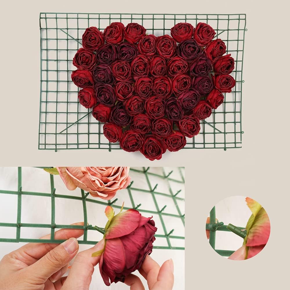 IPOPU Burgundy Flowers Artificial Rose Heads 25pcs Silk Flower Heads Bulk Dried Burgundy Silk Flowers for Artificial Bouquet Wedding Fake Flower Heads for Flower Wall Decor Bridal Shower (Burgundy)