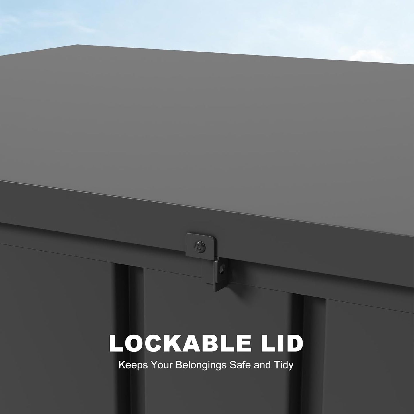 PURPLE LEAF Outdoor Deck Box 120 Gallon Waterproof Lockable Storage Box Container with Lid Deck Organization for Patio Cushions Side Table Pool Accessories Garden Tools, Gray