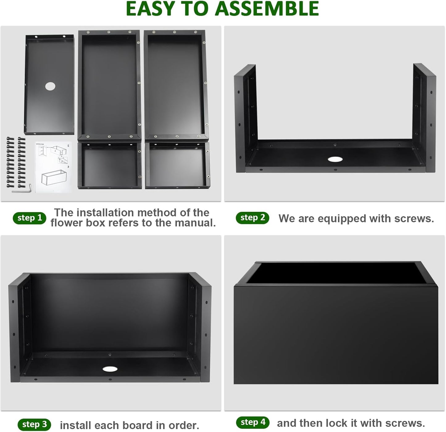 Steel Planter Box 32"x16"x16", Square Metal Planter Box Indoor&Outdoor, Steel Planter Heavy Duty for Commercial and Residential Use