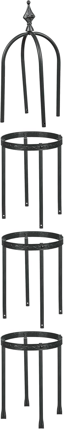 Evergren Garden Metal Obelisk Trellis for Climbing Plants | Indoor/Outdoor Floral Pattern Arch Trellis for Potted Plants (5 ft Black)