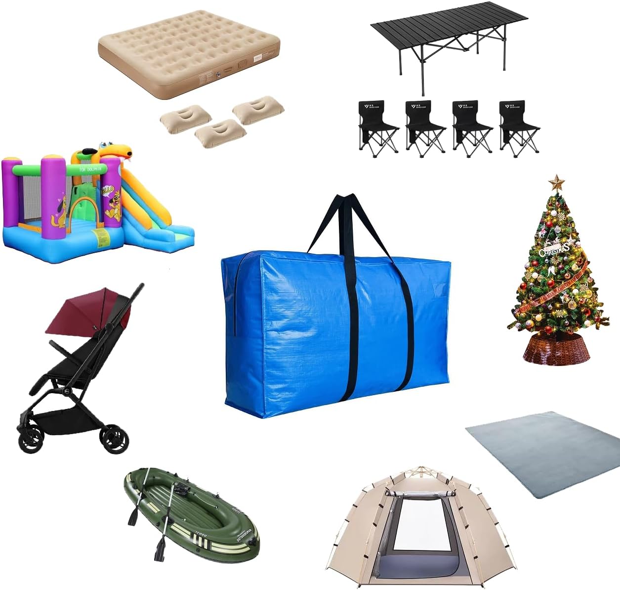 Extra Large Storage Bags, Jumbo Moving Tent Storage Bags, Waterproof Foldable Big Turquoise XXL Duffle Bag for Travel, 42x23x13.5inch - 1PACK