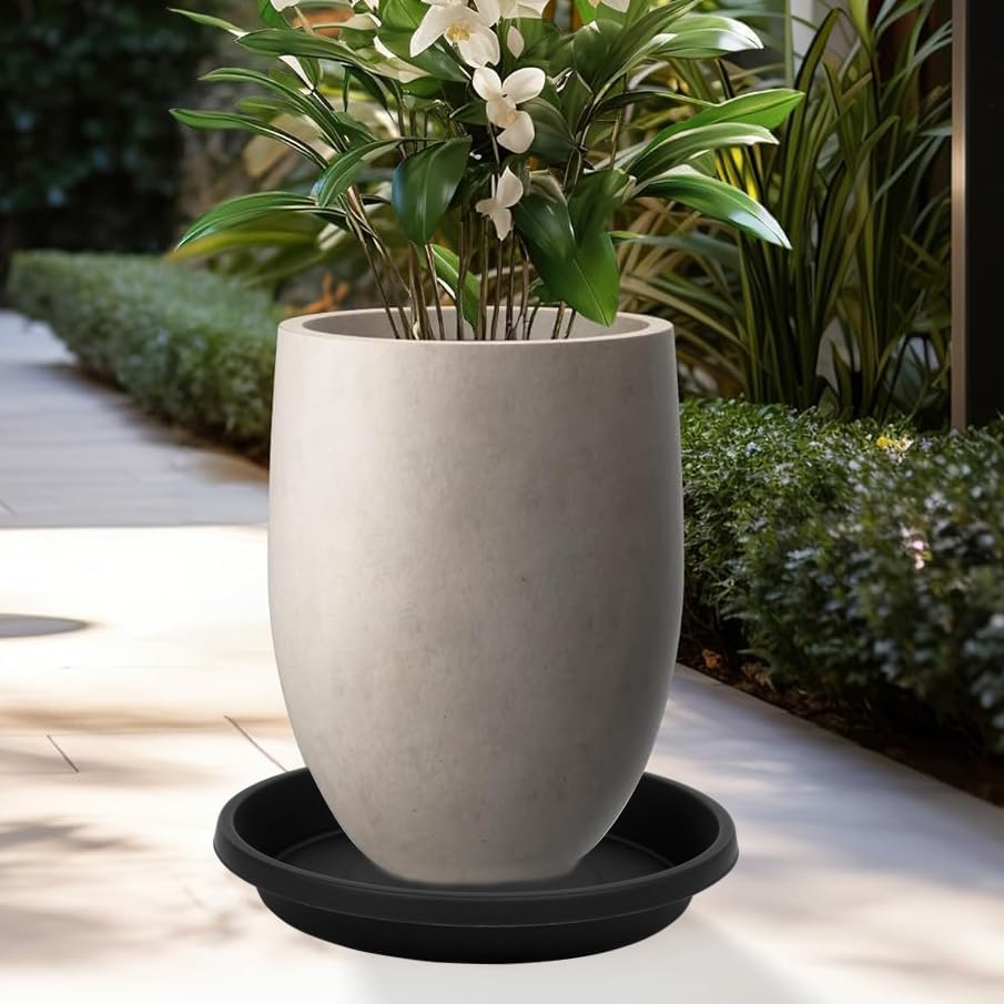 Plant Saucer 5 Pack 6 Inch, Sturdy 8 10 12 14 16 18 20 Inch Plant Trays for Pots, Water Catcher Tray for Plants, Plastic Plant Saucers for Indoors (6inch-Black)