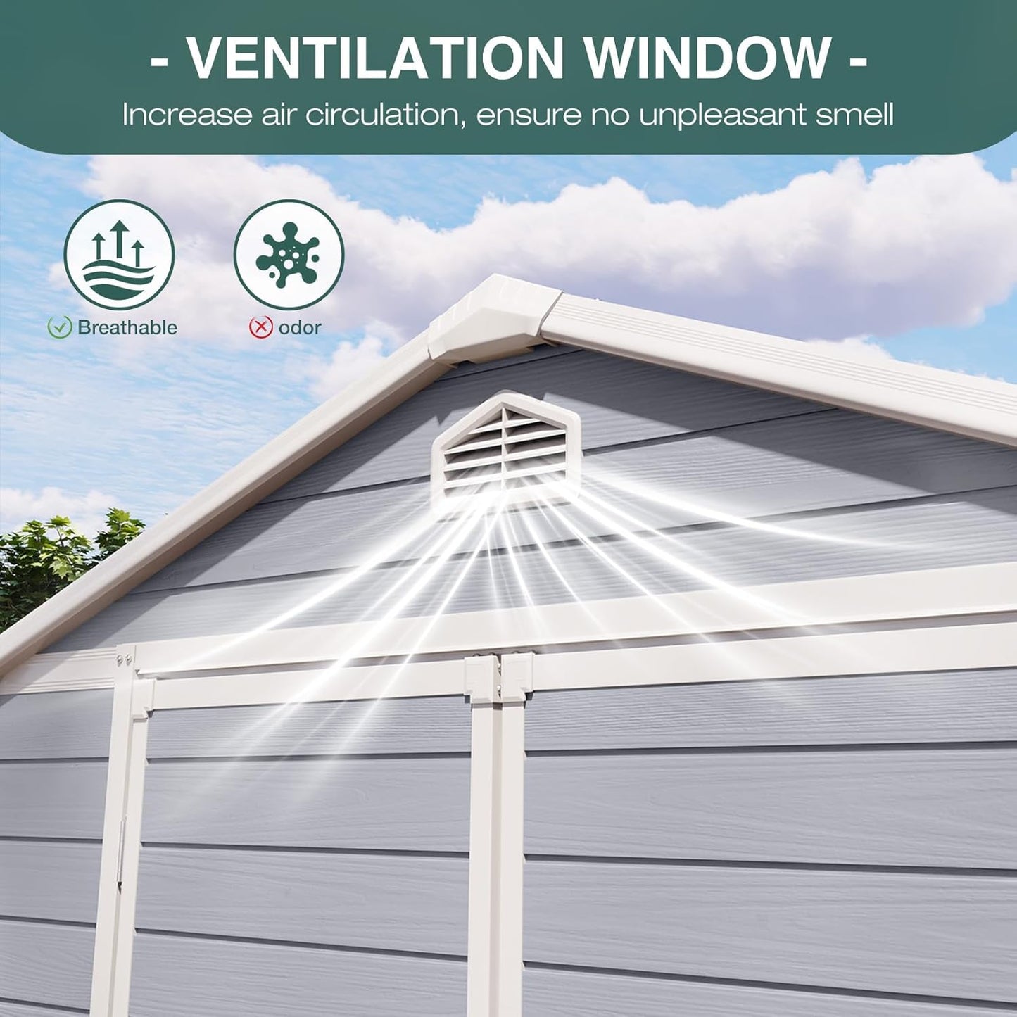 Storage Shed Plastic Outdoor Storage Shed Waterproof Container House with Lockable Door and Transparent Window for Garden, Lawn, Backyard, Patio (6x8FT)