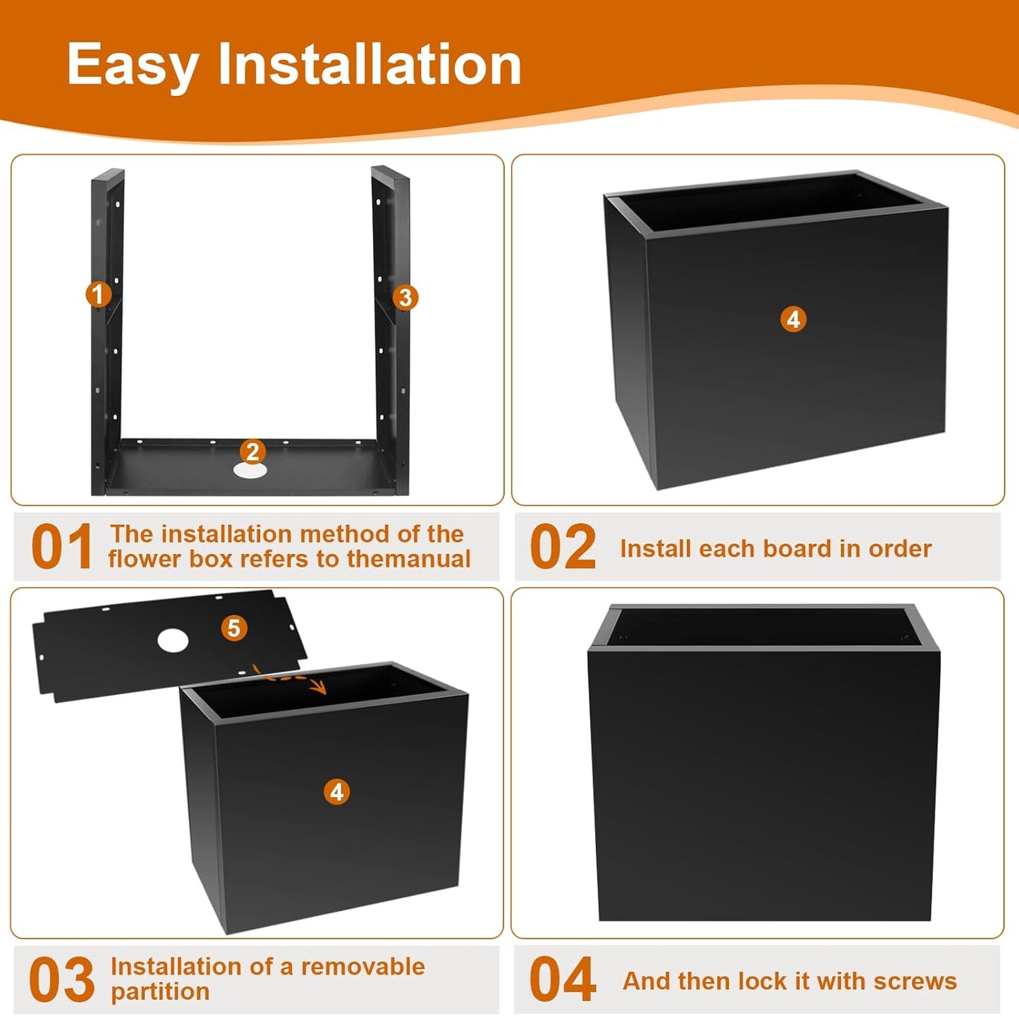 Steel Planter Box 28"x12"x28", Square Metal Planter Box Indoor&Outdoor, Steel Planter Heavy Duty for Commercial and Residential Use