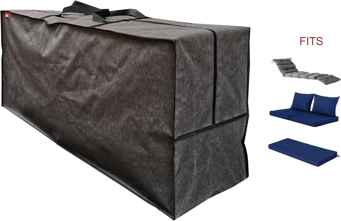 Outdoor Rectangular Cushion storage Bag, Protective Zippered Storage Bags with Handles, 50''L x 13''W x 20''H Dark Grey