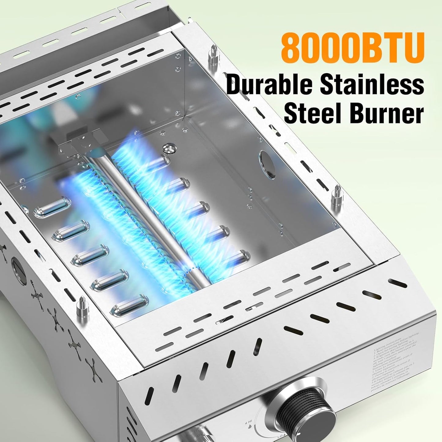 Stainless Steel Tabletop Grill,18 Inch Portable Propane Grill Griddle with Handle,8000 BTU Flat Top Grill for Camping, Outdoor & Tailgating Barbecue