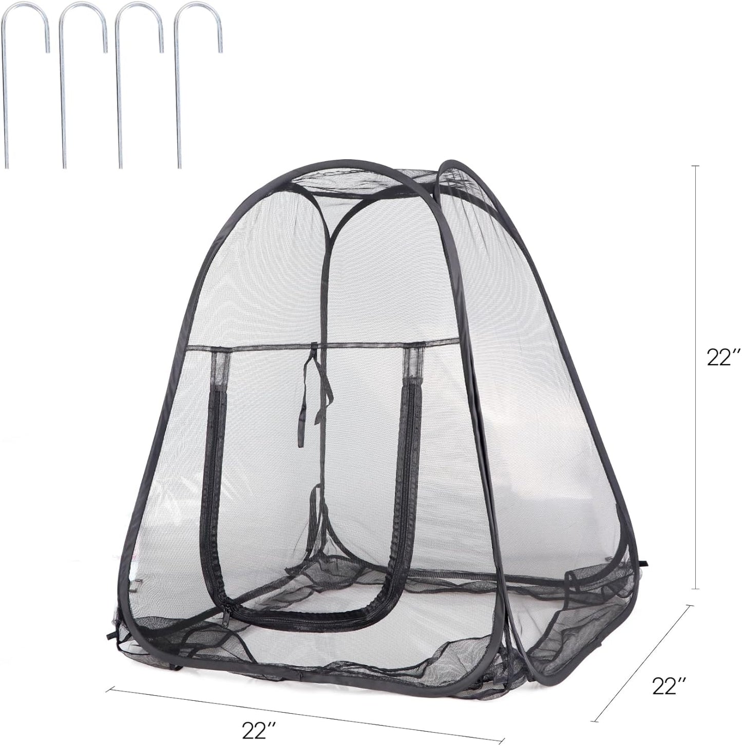 Mesh Plant Cover from Animals, Plant Netting Pest Guard Cover, Plant Tent Cage Pop-up with 4 Stakes for Vegetables, Fruits, Flowers, 28 x 28 x 32 Inches