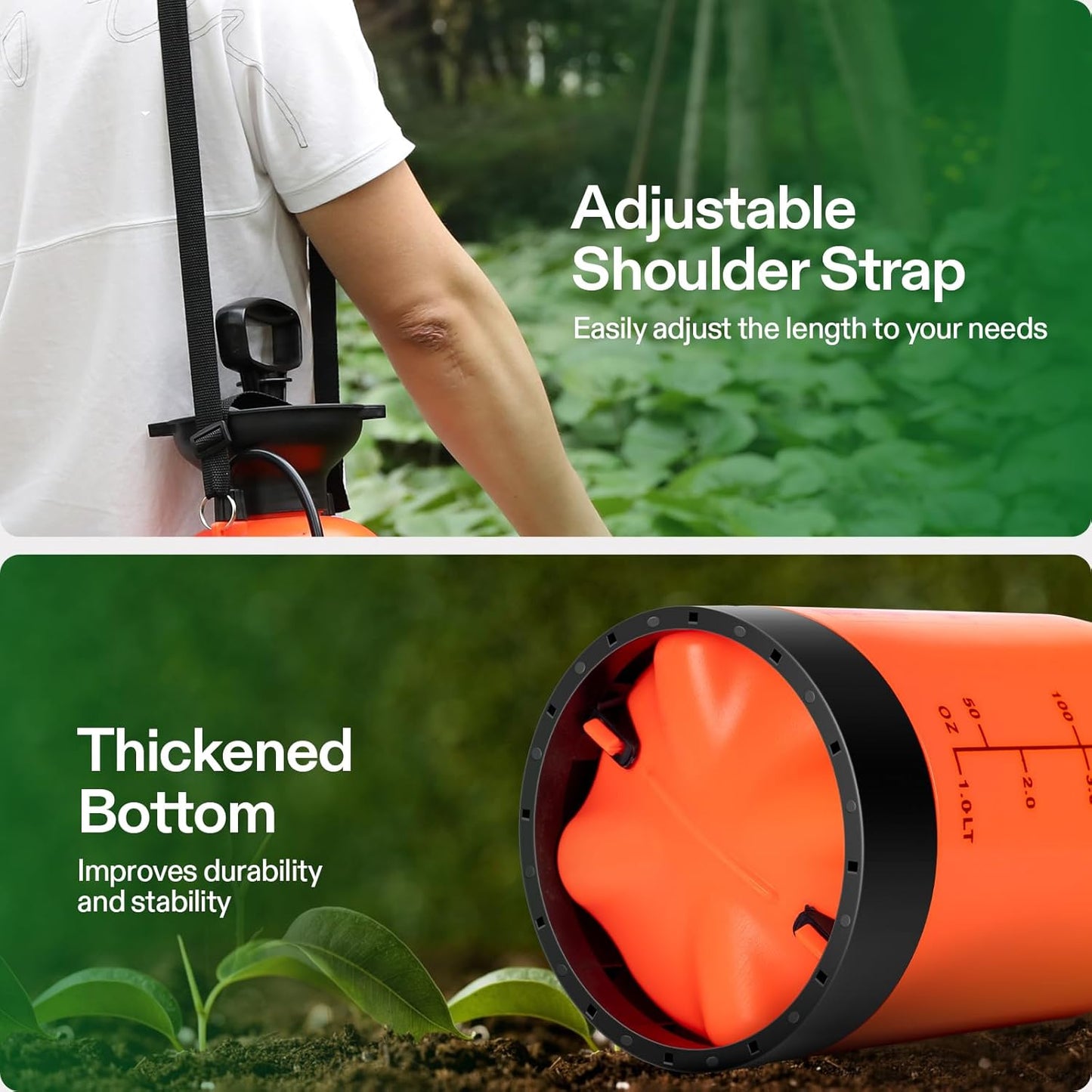 VIVOSUN 1.59-Gallon Pump Pressure Sprayer, Pressurized Lawn & Garden Water Spray Bottle with Adjustable Shoulder Strap, for Plants Spraying, Garden Watering and Household Cleaning