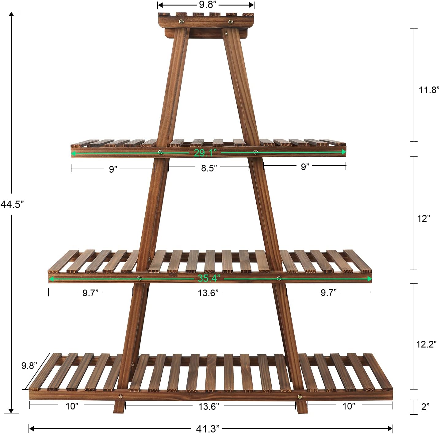 Ufine 4 Tier Wood Plant Stand Indoor Outdoor A Frame Plant Display Shelf for Multiple Plants Flower Pot Holder Rack, Living Room Balcony Patio