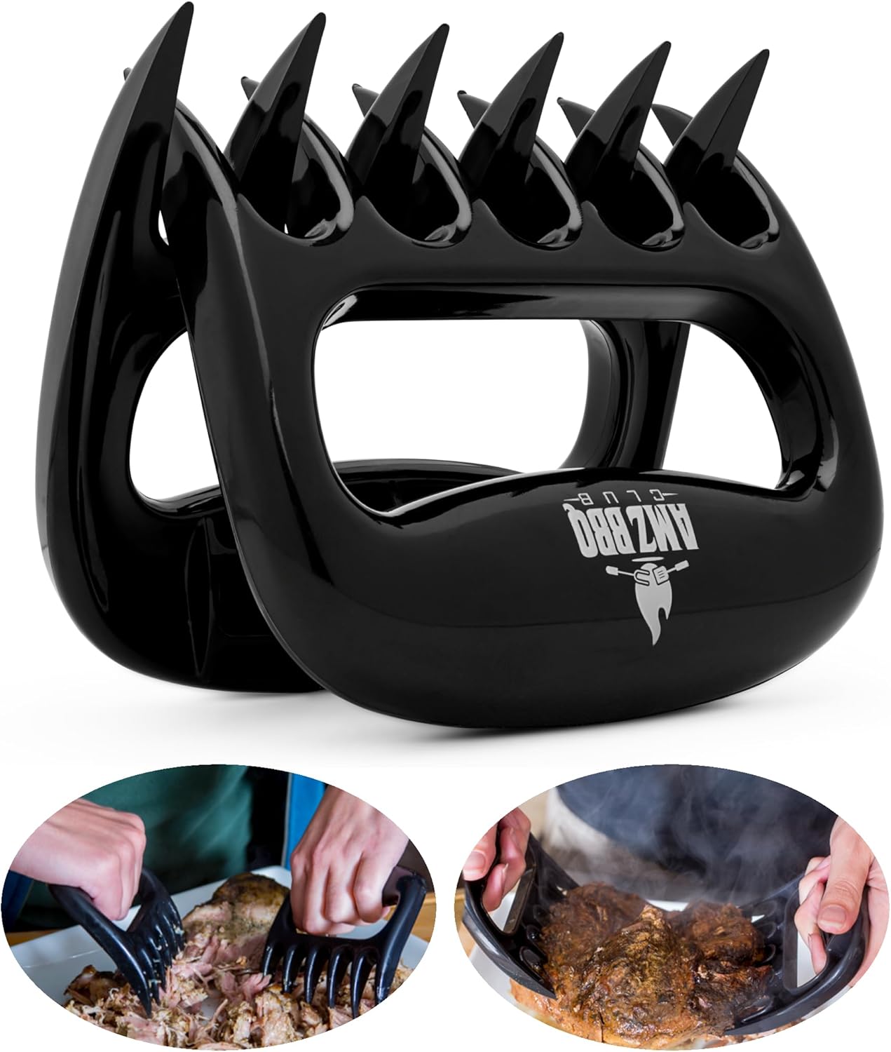 Meat Claws Bbq Grill Accessories Set - 2 Silicone Gloves, Claws For Pulled Pork, BBQ Thermometer - Perfect Smoker Accessories Grilling Tools Gift Set For (Orange Glove-Thermometer-Claw)