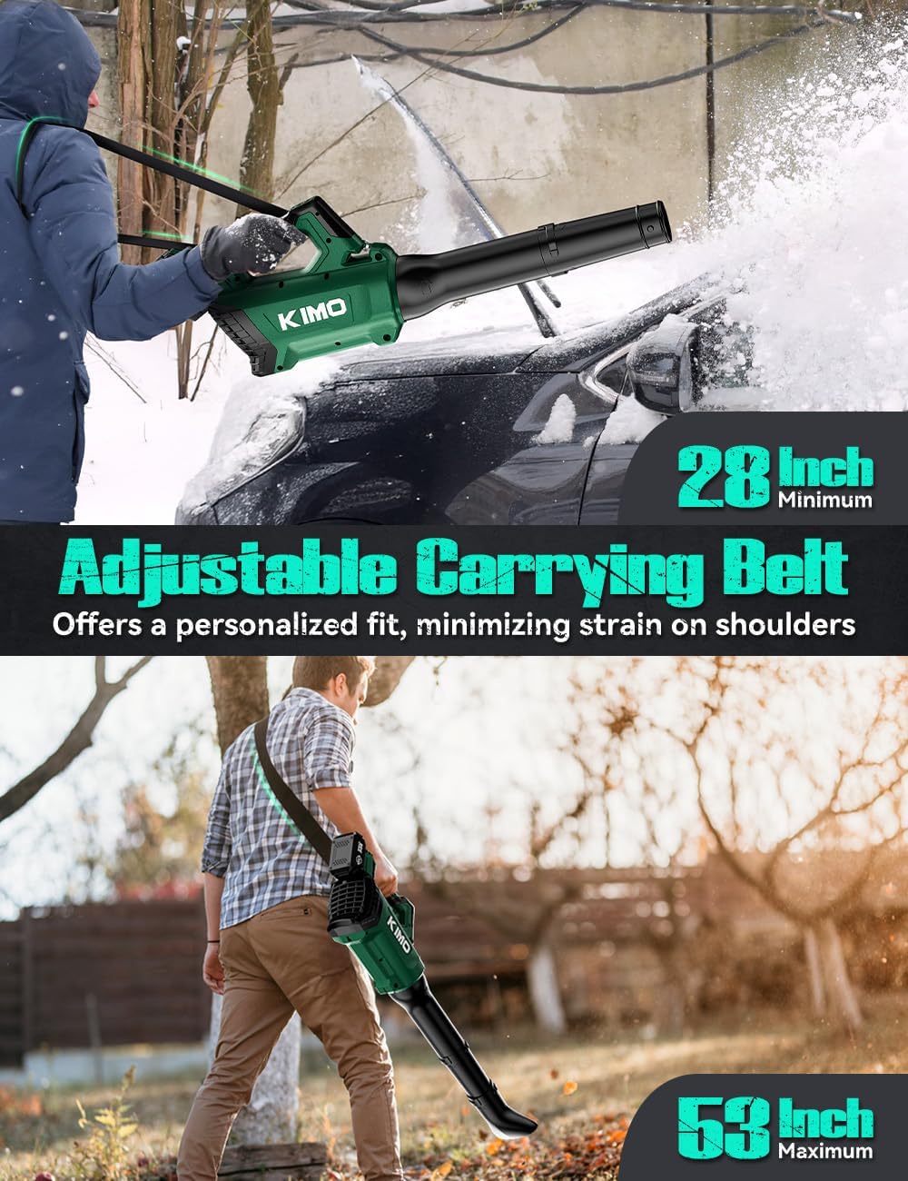 KIMO Cordless Leaf Blower with Battery and Charger, 750CFM 220MPH, 4 Speeds w/Turbo Mode, Brushless Motor, 3 Extended Tube, 4000mAh Battery Powered Leaf Blowers for Lawn Care Patio Cleaning Wet Leaves