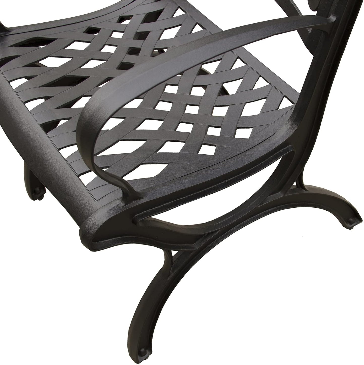Ornate Traditional Outdoor Cast Aluminum Black Patio Dining Chair