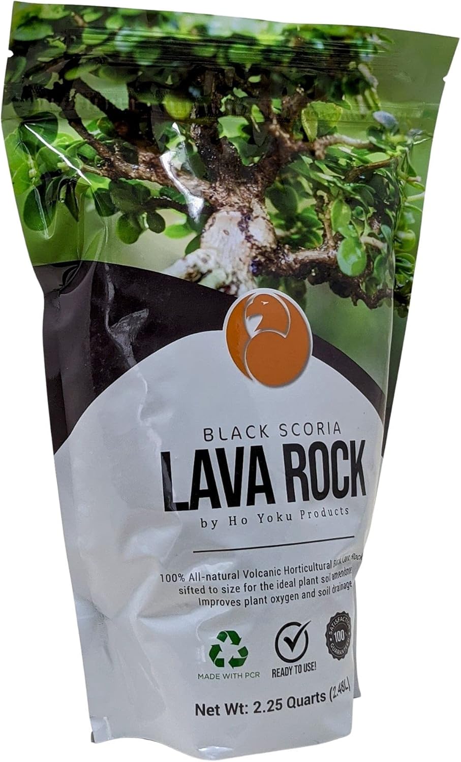 Ho Yoku Black Lava Rock - Premium Soil Additive for Bonsai Plants, Succulents, Cacti, Houseplants - Decorative and Water Retaining Uses - Can Mix with Other Soil Aggregates - 2.25 Quarts