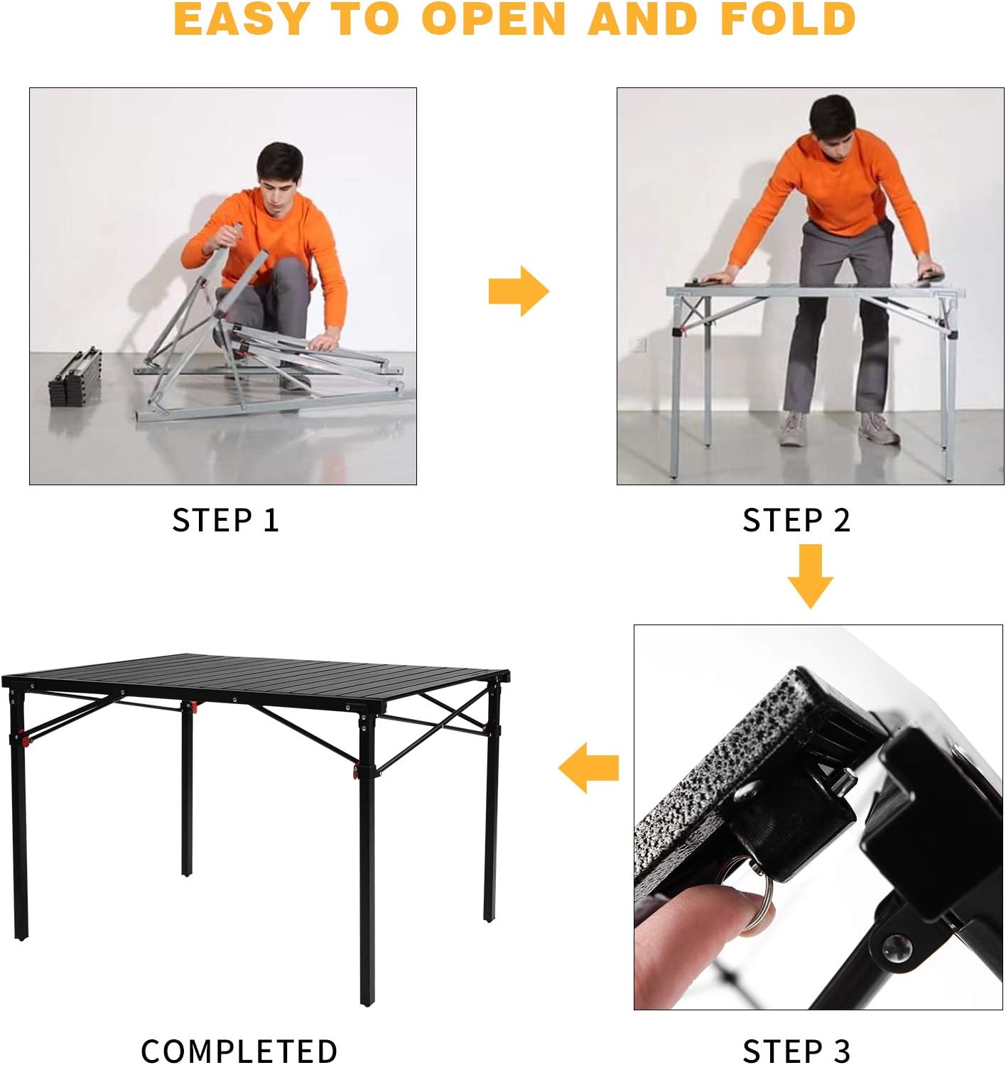 KingCamp Lightweight Compact Folding Camping Table,Stable Aluminum Alloy Folding Roll up Table for 4-6 Person for Picnic, Camping, Barbecue and Party,Portable Multifunctional Table with Carry Bag