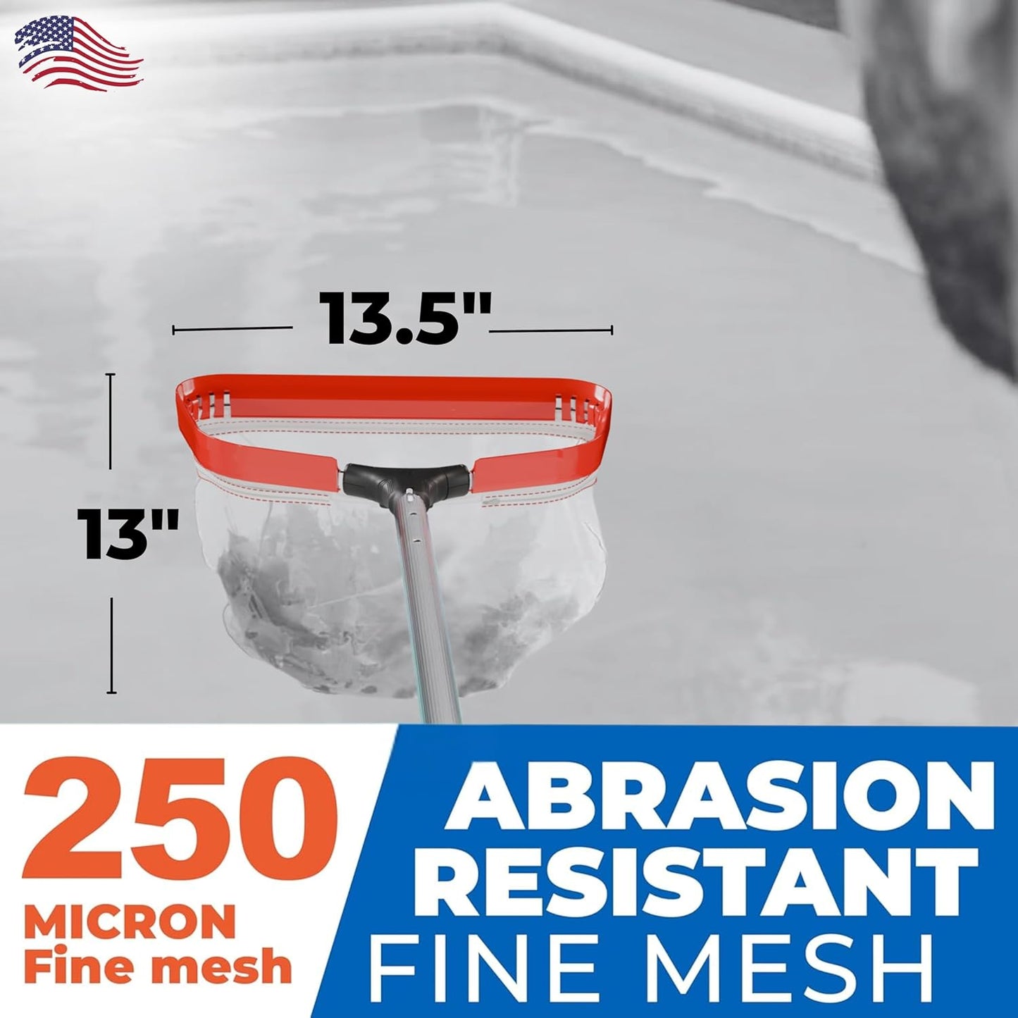 ProTuff 13" Silt Net Pool Skimmers for PROS – 6 Pack – “490 Promise” Unlimited, Unconditional Replacement – Ultra-Durable Ultra-Fine Net for Silt – Heavy-Duty Aluminum Frame & EZ-Clip Pole Attachment