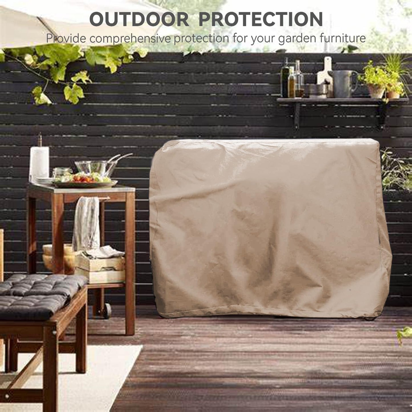 Pizza Oven Table Cover- Heavy Duty Waterproof Cover for Pizza Oven Cart Table,Compatible with 51 inch Outdoor Utility Cart and Storage Cabinet Khaki