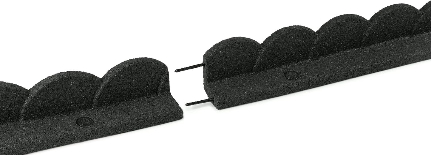 Playsafer L Shaped Flexible Rubber Scalloped Edger for Lawns Landscaping and Playground | Easy No Dig Installation| 4' Long (4, Dark Gray)
