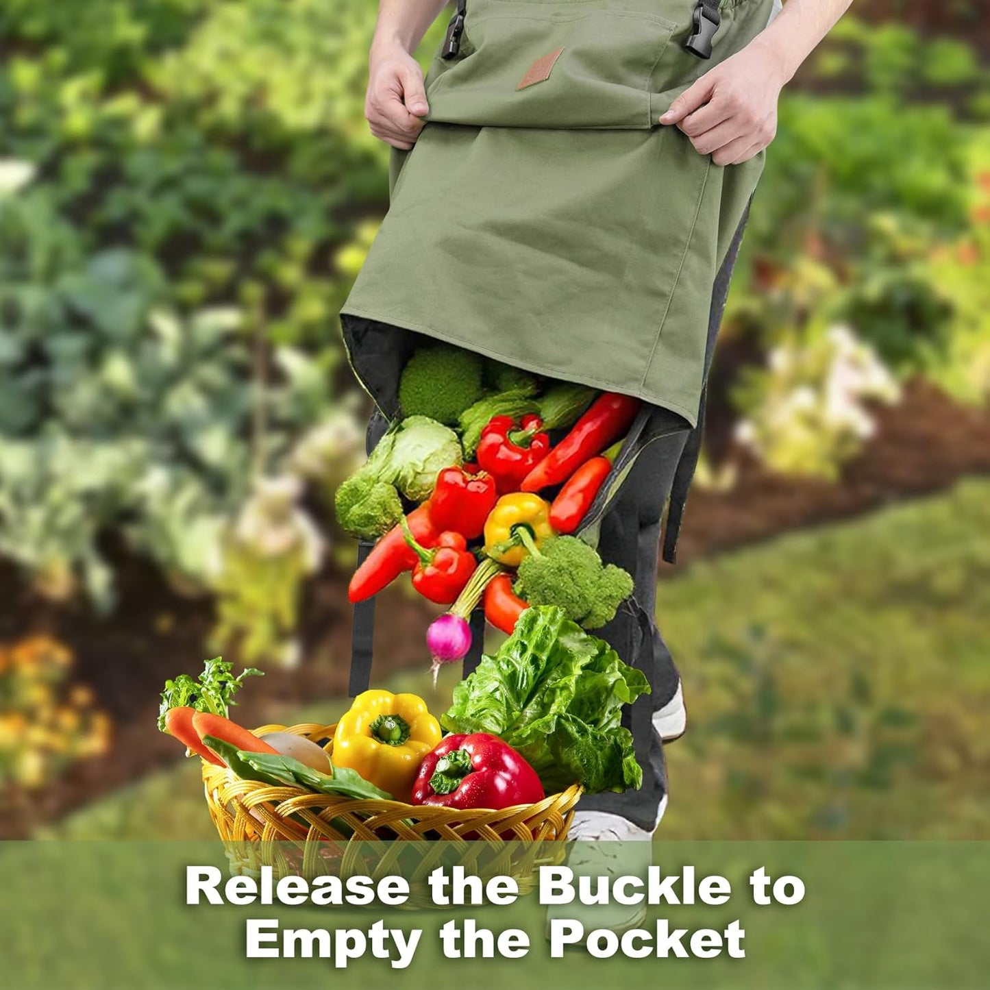 Berry&Bird Harvest Apron, Canvas Gardening Apron with Pockets and Harvesting Pouch Waterproof Harvesting Apron