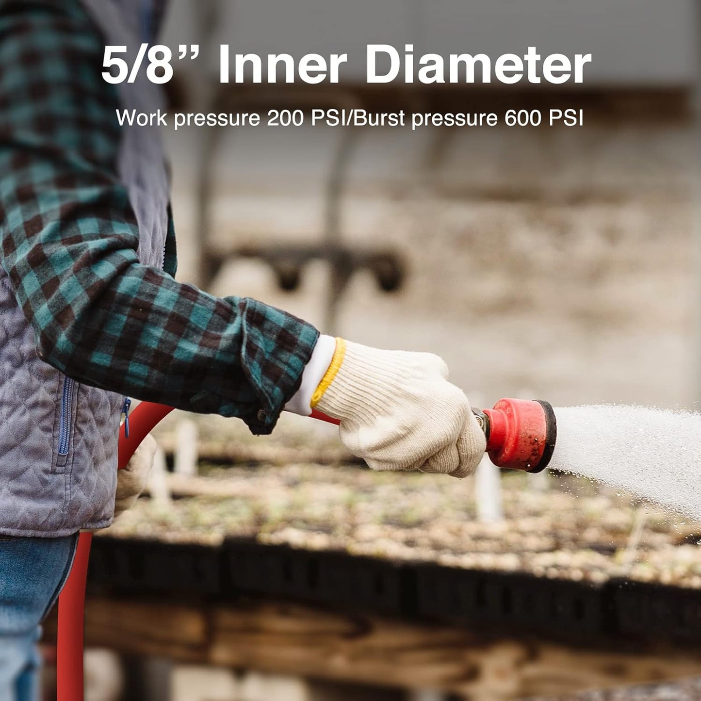 5/8" Hot/Cold Garden Water Hose 150 ft, -50℉-190℉,Flexible & Lightweight With 3/4" Brass Fittings for Yard, Outdoor, Farm, Red