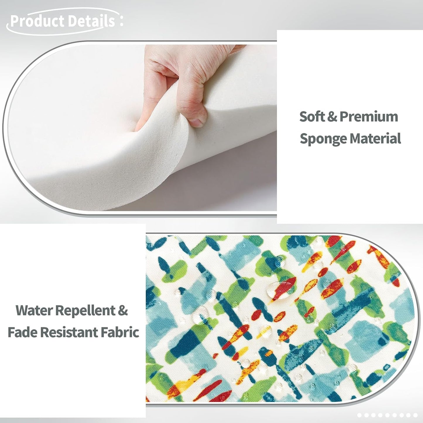 Indoor/Outdoor Chair Cushions 16x17 Inch, Patio Chair Cushions with Ties, All Weather Seat Cushions for Patio Furniture Home Garden Chair Use, Set of 2,Acapa Opal Geometric